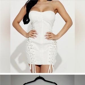 Fashion Nova White Denim Corset Dress NWT size:S